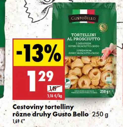 Gusto Bello cestoviny tortelliny plnené prosciuttom rôzne druhy