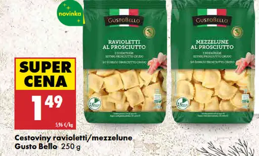 Gusto Bello cestoviny ravioletti al prosciutto