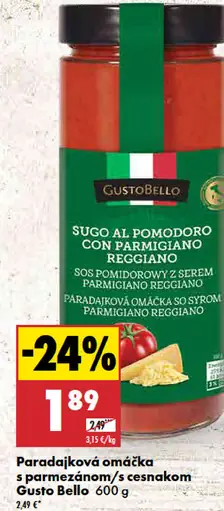 Gusto Bello paradajková omáčka s parmezánom / s cesnakom