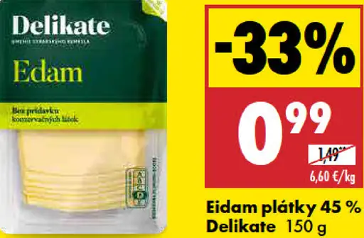 Edam plátky 45 %