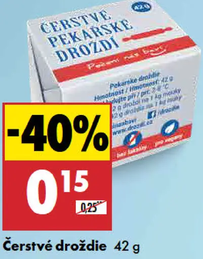 Čerstvé pekárske droždie