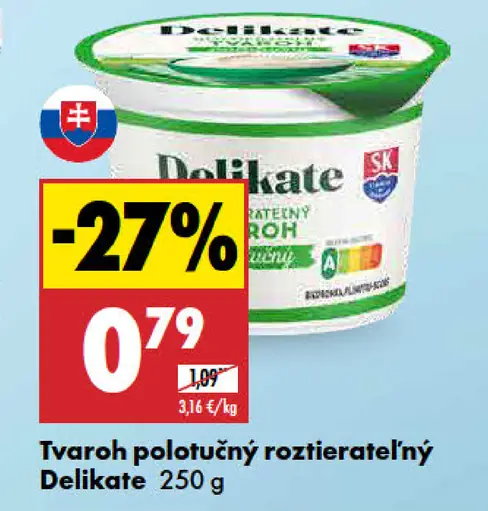 Delikate Tvaroh polotučný roztierateľný
