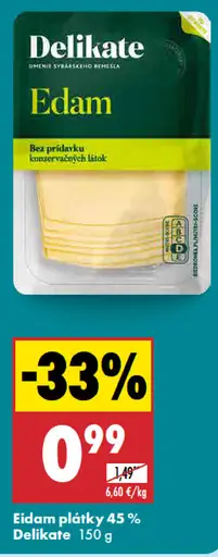 Delikate Eidam plátky 45%