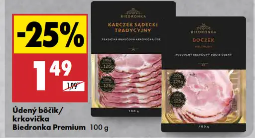 Biedronka Premium Údený bôčik/krkovička