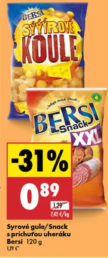Bersi syrové gule alebo snack s príchuťou údeného mäsa XXL