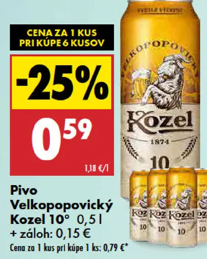 Velkopopovický Kozel pivo 10° plechovka