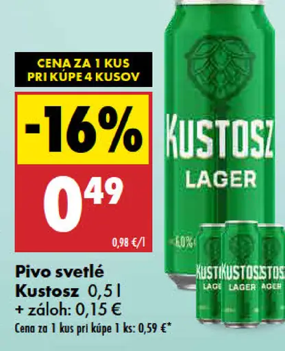 Kustosz svetlé pivo lager plechovka