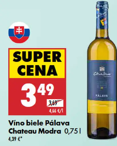 Chateau Modra Pálava akostné víno polosuché biele