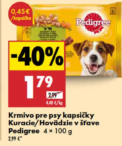 Pedigree Krmivo pre psy kapsičky kuracie/hovädzie v šťave