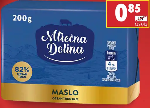 Mliečna dolina maslo 82 % tuku