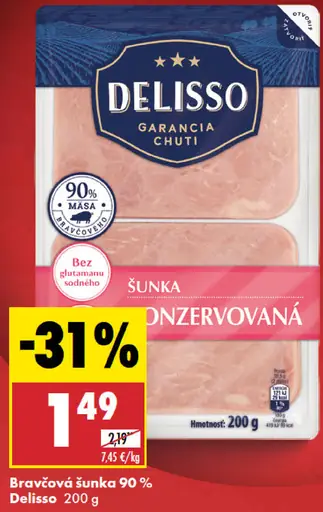 Delisso Bravčová šunka 90 %