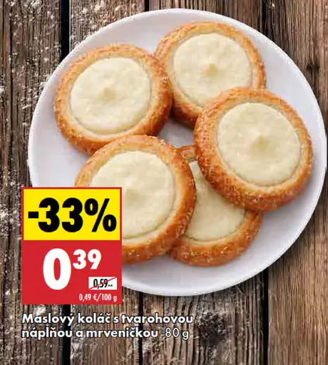 Maslový koláč s tvarohovou náplňou a mrveničkou