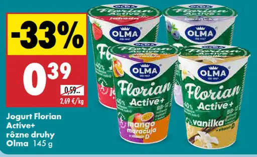 Florian Active+ jogurt rôzne druhy
