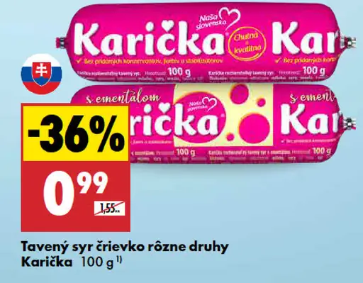 Karička Tavený syr rôzne druhy
