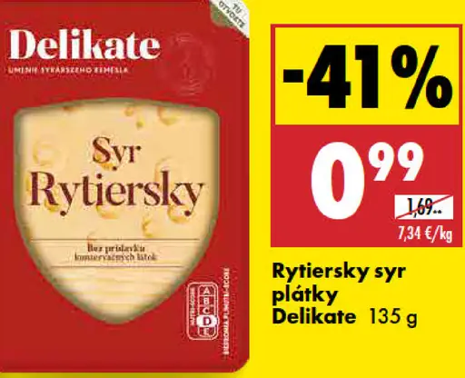 Rytier sky syr plátky Delikate