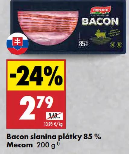 Mecom Bacon slanina plátky 85 %
