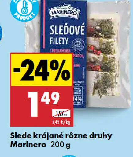 Marinero slede krájané rôzne druhy
