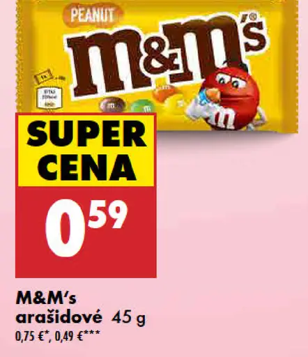 M&M's arašidové cukríky v čokoláde