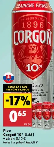 Corgoň 10° pivo plechovka