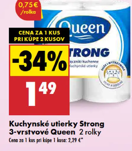 Queen Strong kuchynská utierka 3-vrstvová