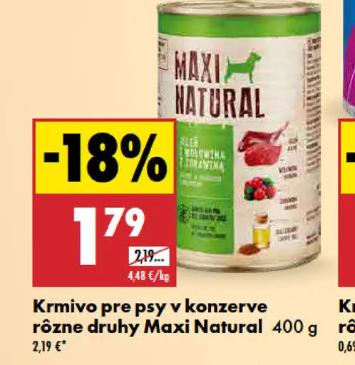 Maxi Natural krmivo pre psy v konzerve rôzne druhy