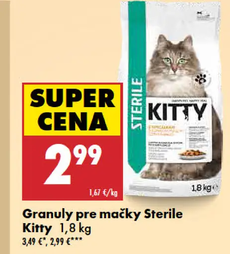 Kitty Sterile granuly pre mačky sterilizované