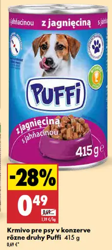 Puffi krmivo pre psy v konzerve hovädzie/kuracie