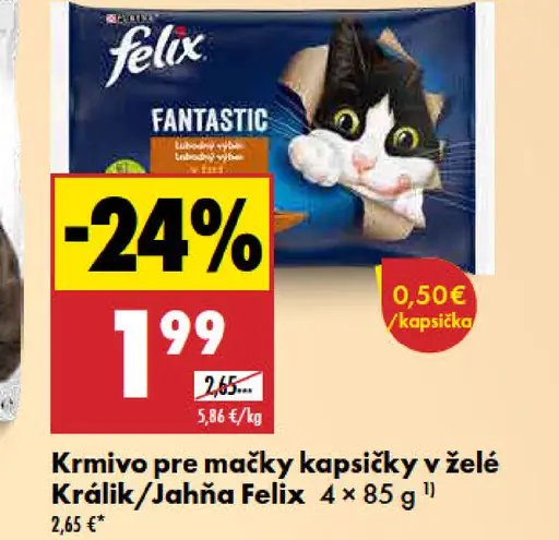 Felix kapsičky v želé Králik / Jahňa krmivo pre mačky