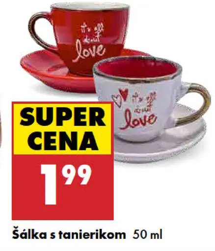 Šálka s tanierikom valentínska