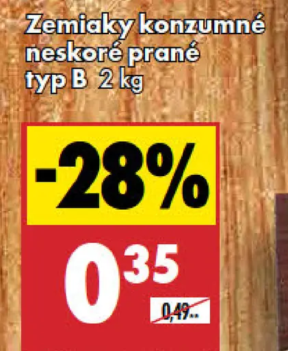Zemiaky konzumné neskoré prané typ B