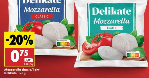 Delikate Mozzarella light syr