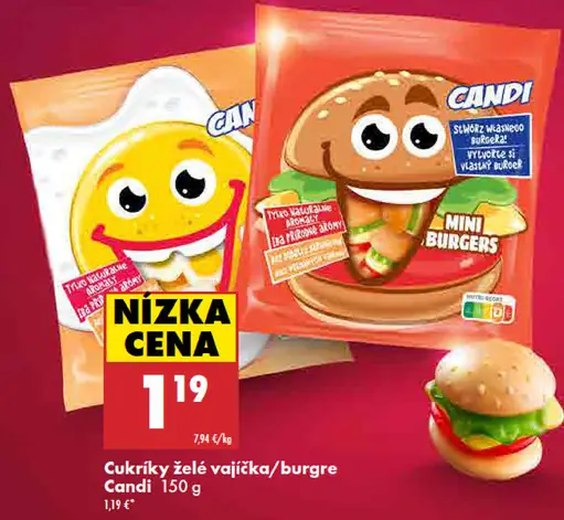Candi cukríky želé vajíčka / mini burgre
