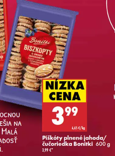 Bonitki piškóty plnené jahoda alebo čučoriedka