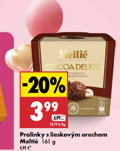 Meltie Cocoa Delice pralinky s lieskovým orechom