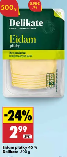 Delikate Eidam plátky 45%