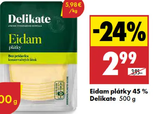 Delikate Eidam plátky 45%