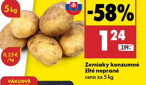 Zemiaky konzumné žlté neprané