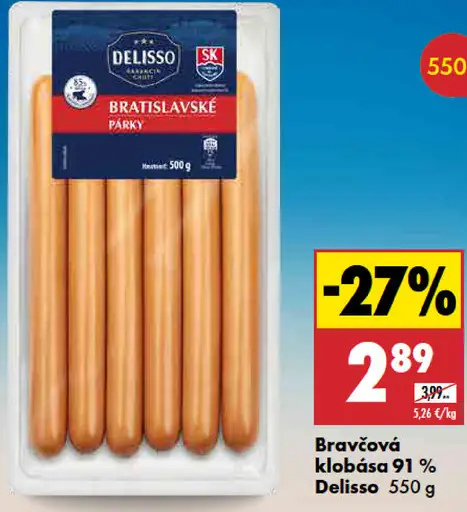 Delisso Bravčová klobása 91%