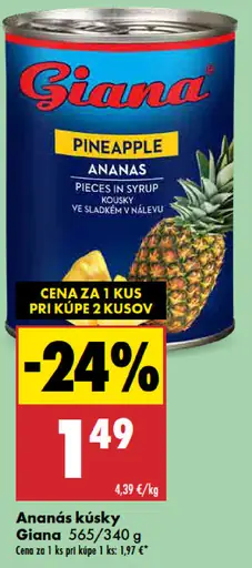 Giana Ananás kúsky v sirupe