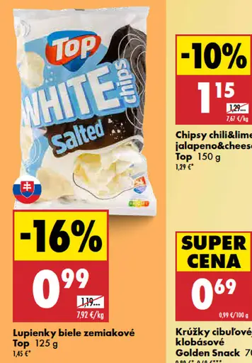 Top zemiakové lupienky biele salted