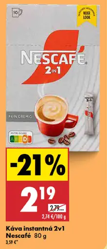 Nescafé Káva instantná 2v1