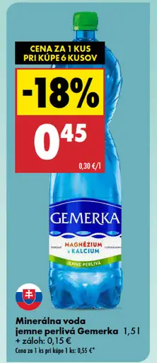 Gemerka Minerálna voda jemne perlivá