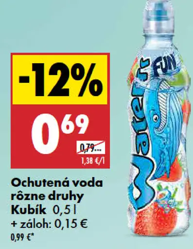 Kubík ochutená voda rôzne druhy