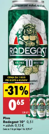 Radegast 10° pivo plechovka