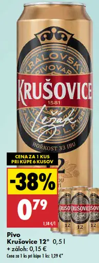Krušovice 12° pivo plechovka