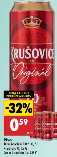 Krušovice 10° pivo plechovka