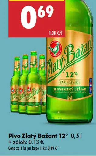 Zlatý Bažant 12° svetlý ležiak plechovka