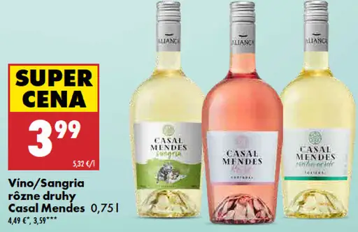 Casal Mendes víno/Sangria rôzne druhy
