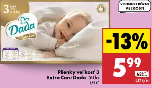 Dada plienky veľkosť 3 Extra Care