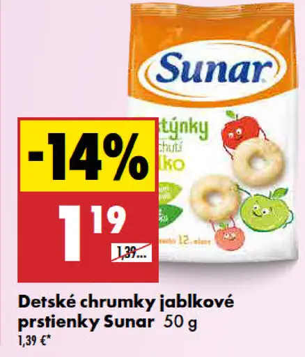 Sunar Detské chrumky jablčné prstienky